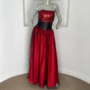 Amelia Couture Strapless Mesh /Sequined Dress